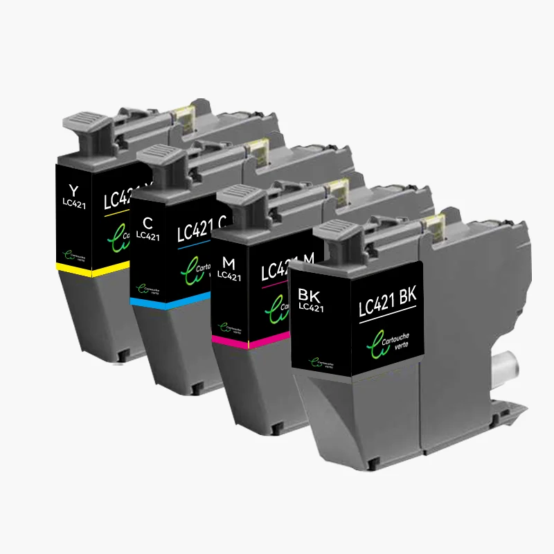 BROTHER LC-421 XL Cartouche d'encre compatible （Noir/Couleur）| Recyclée et écologique-Indication niveau d encre - Format XL