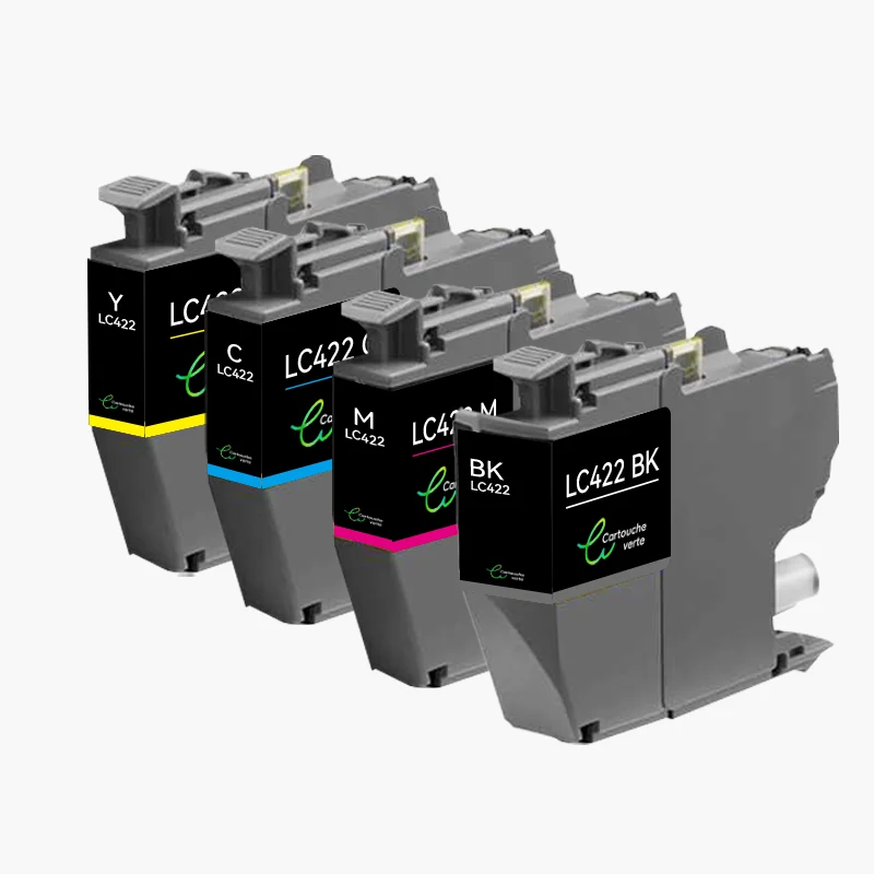 BROTHER LC-422XL Cartouche d'encre compatible （Noir/Couleur）| Recyclée et écologique-Indication niveau d encre - Format XL