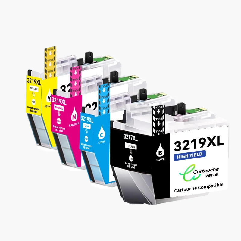 BROTHER LC-3219XL Cartouche d'encre compatible （Noir/Couleur）| Recyclée et écologique-Indication niveau d encre - Format XL