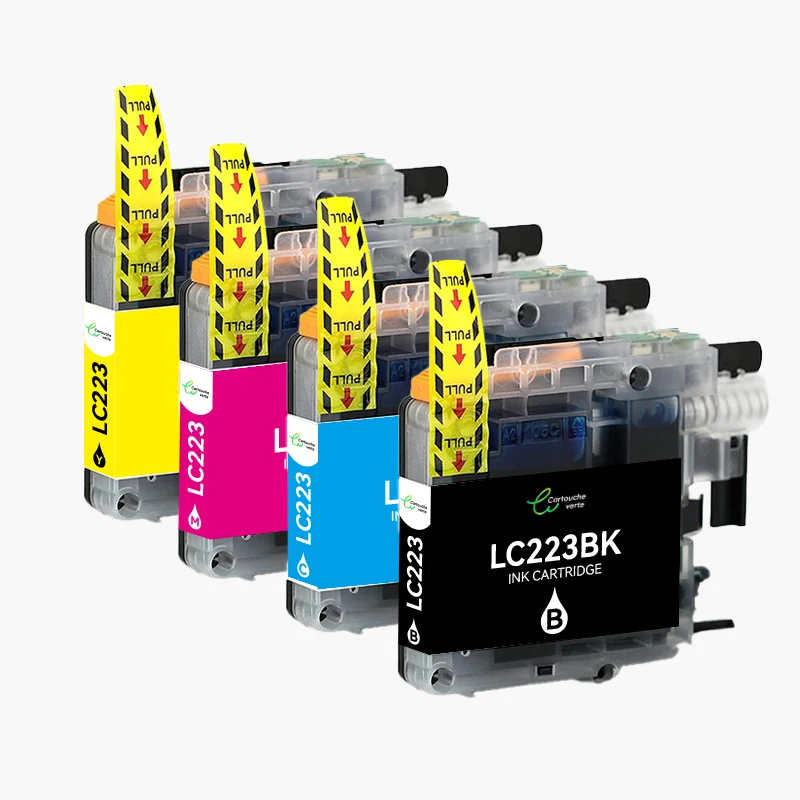 BROTHER LC-223 Cartouche d'encre compatible （Noir/Couleur）| Recyclée et écologique-Indication niveau d encre - Format XL