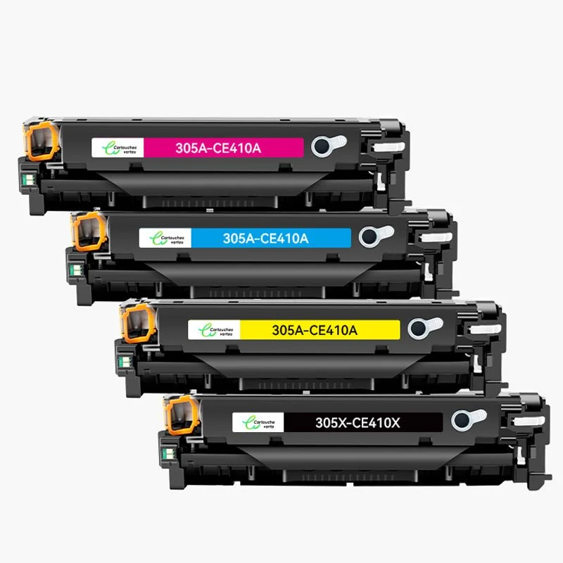 HP 305A/305X (CE410A / CE411A / CE412A / CE413A) Compatible Toner - 4 Couleurs - Format XL | Cartouche verte