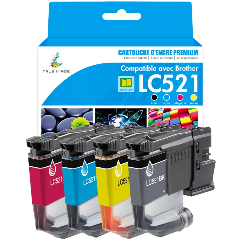 Pack Brother LC521 CMYK Cartouches d'encre compatibles
