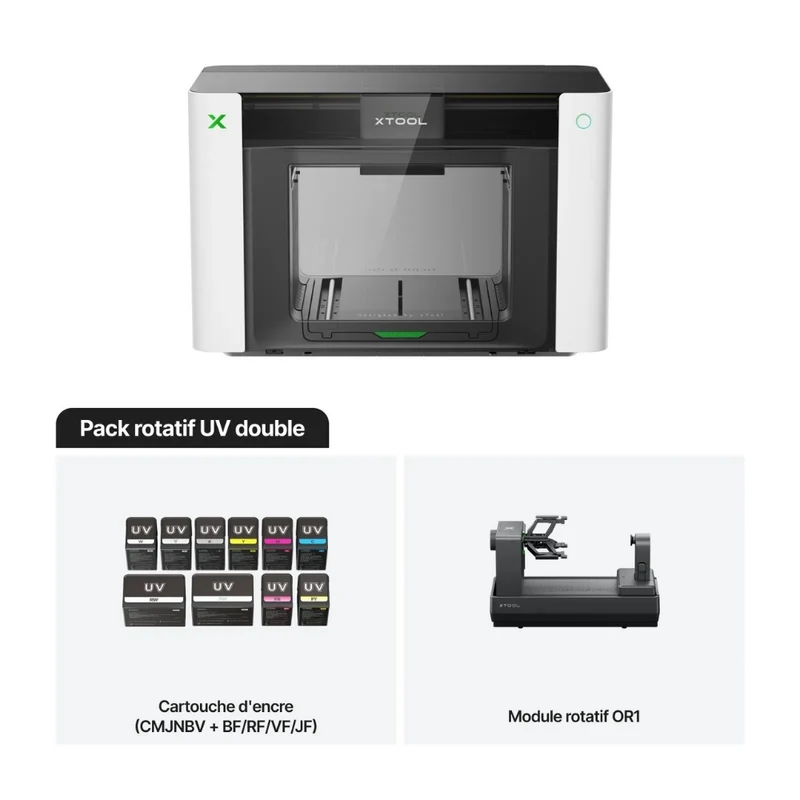 xTool - O1 Omni Printer - Pack Rotatif UV Double (Dual UV Rotary Bundle)