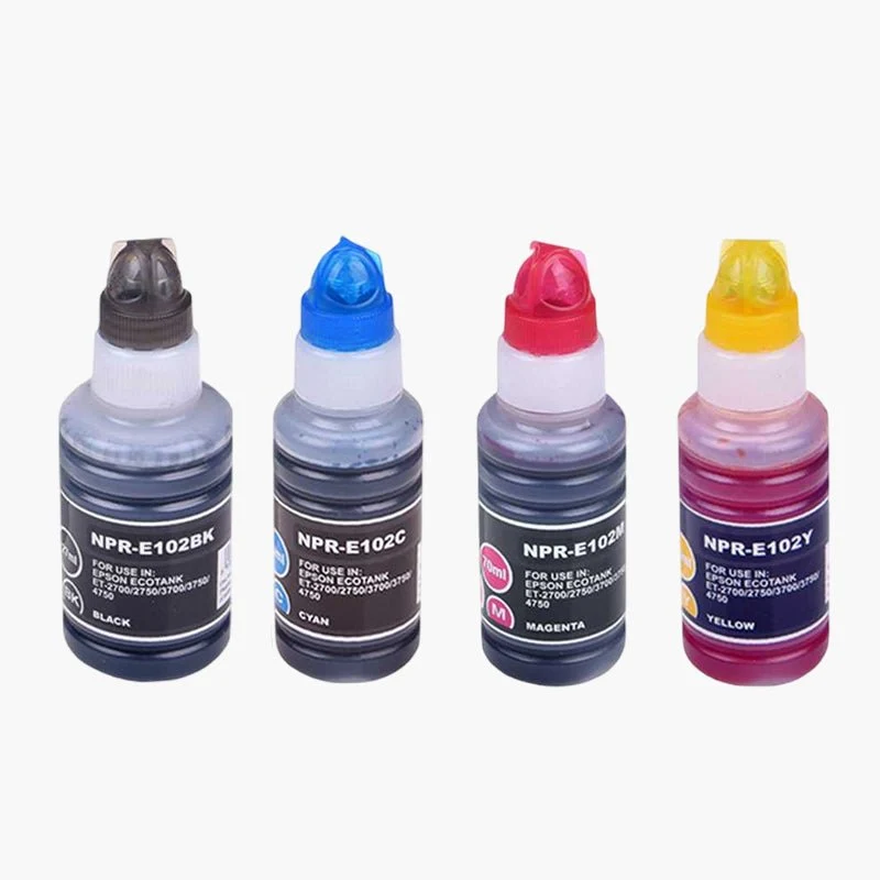 Epson 102 Bouteilles d’Encre Compatibles – Pack Recharge Noir + Couleurs – Grande Capacité – Pour EcoTank ET-2700 / ET-2710 / ET-2750 – Écologique & Économique | Cartouche Verte