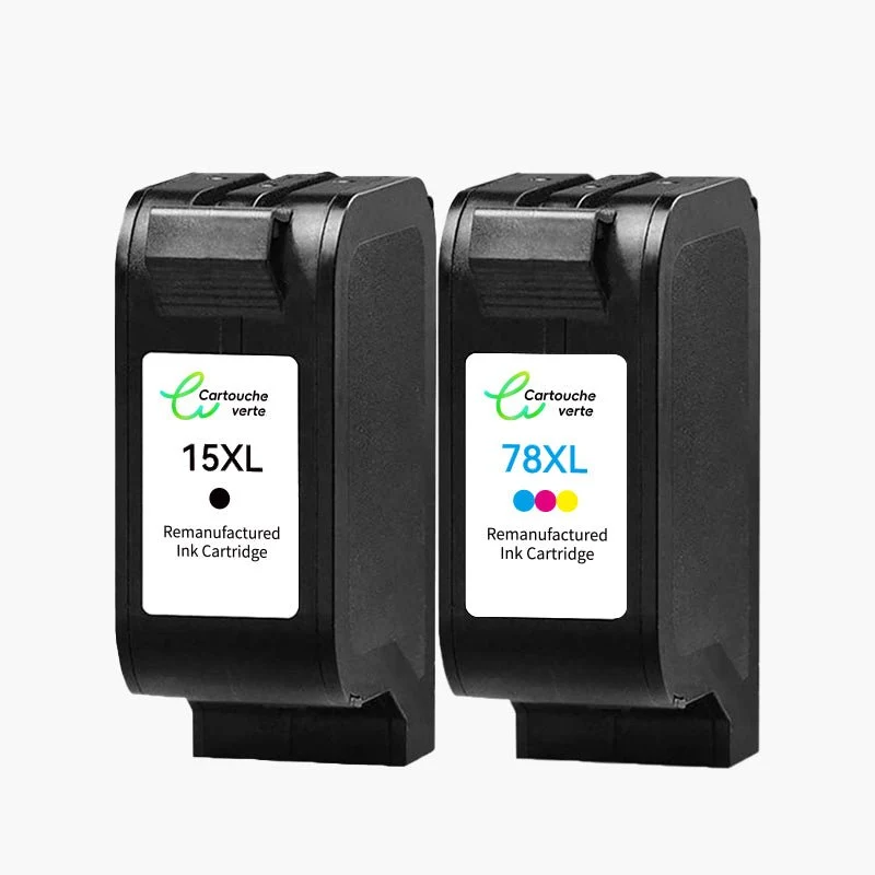 HP 78/15XL Cartouche d'encre compatible （Noir et Couleur ）| Recyclée et écologique - Indication niveau d encre - Format XL