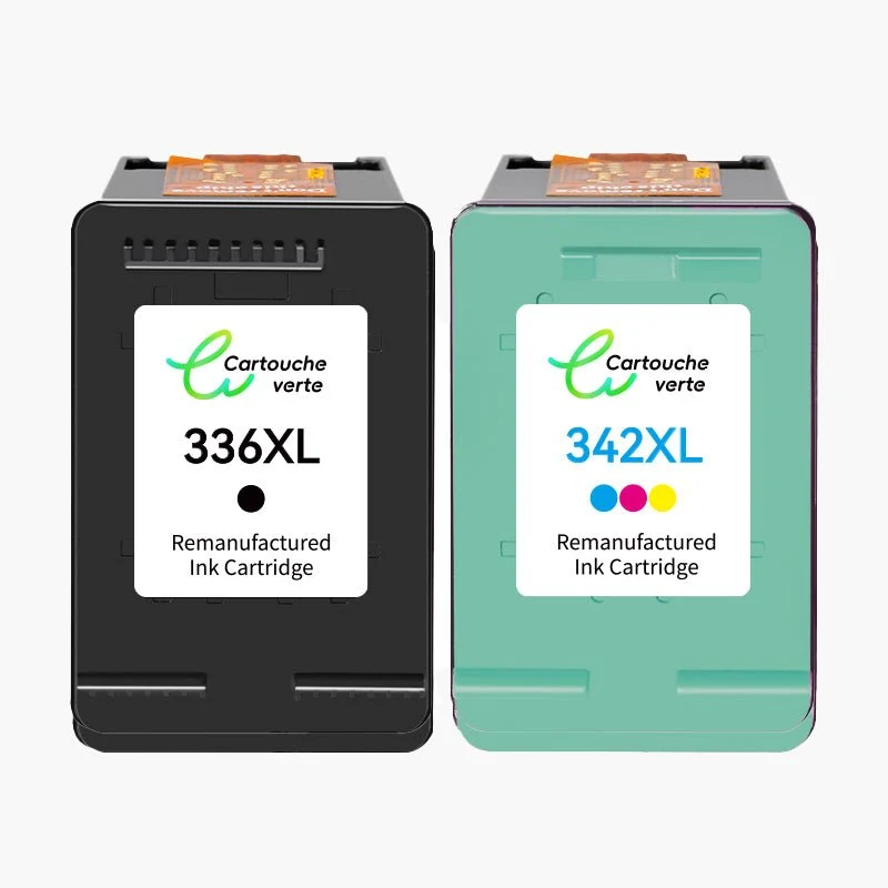 HP 342/336XL Cartouche d'encre compatible （Noir et Couleur ）| Recyclée et écologique - Indication niveau d encre - Format XL