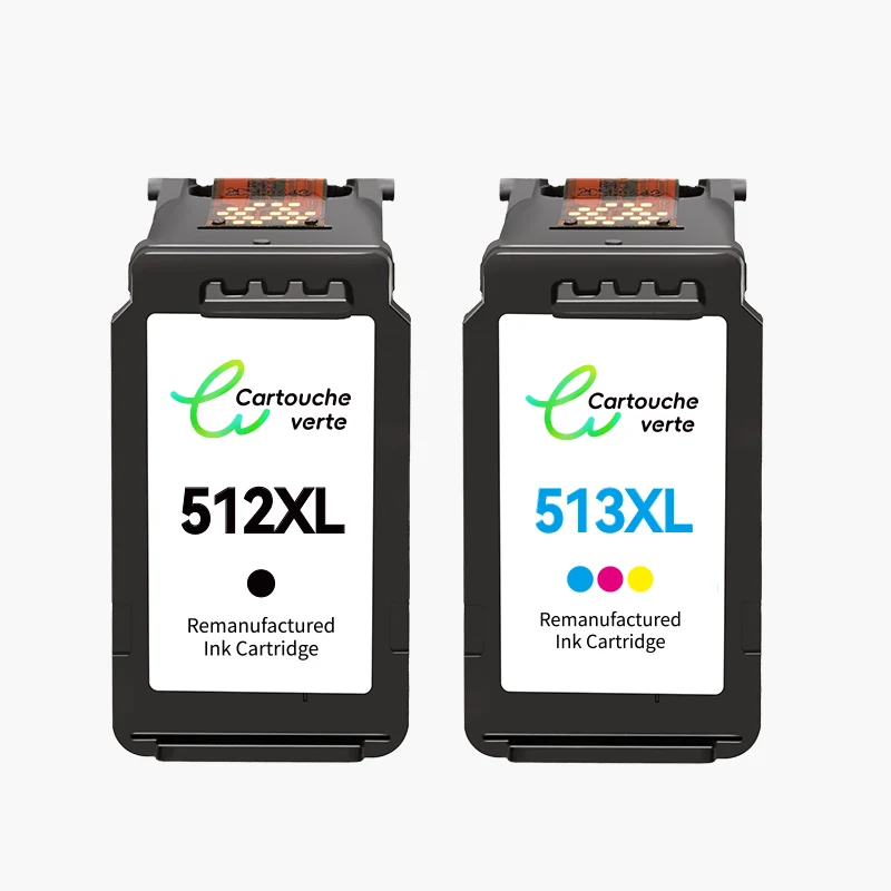 CANON PG-512XL/CL-513XL Cartouche d'encre compatible （Noir/Couleur）| Recyclée et écologique-Indication niveau d encre - Format XL