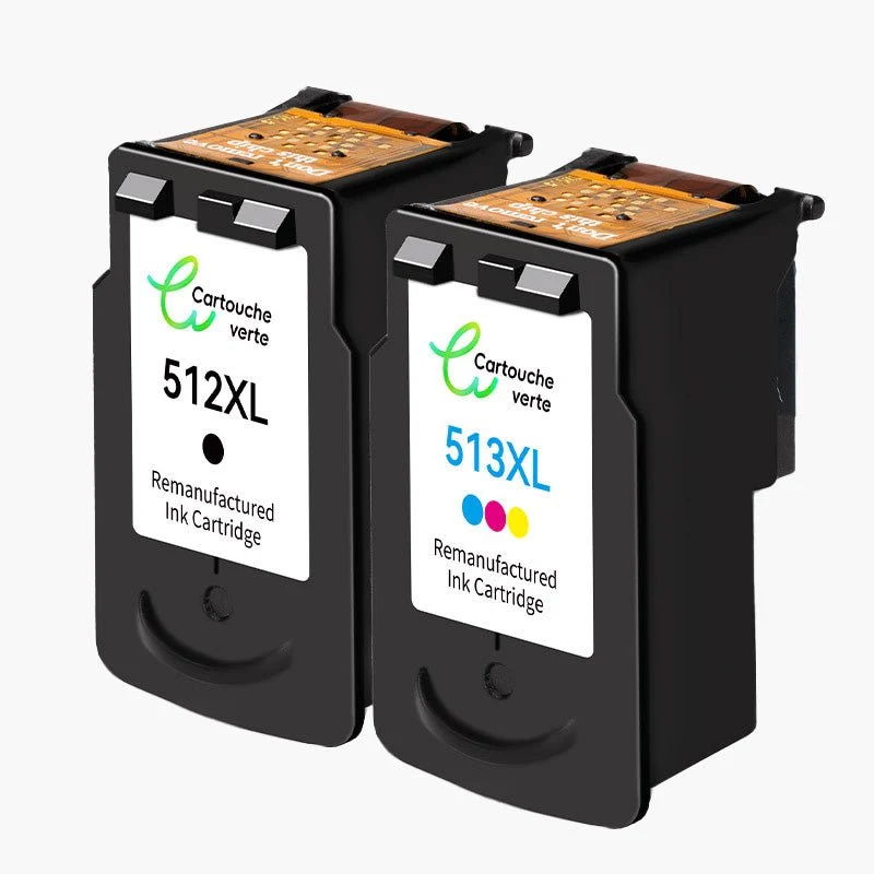 CANON PG-512XL/CL-513XL Cartouche d'encre compatible （Noir/Couleur）| Recyclée et écologique-Indication niveau d encre - Format XL