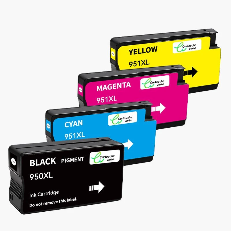 HP 950 / 951XL Cartouche d'encre Compatible - 4 Couleurs | Recyclée et écologique - Format XL