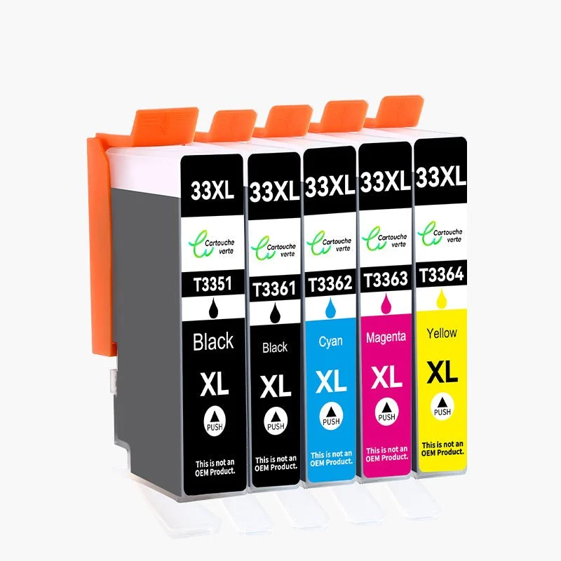 EPSON 33XL Cartouche d'encre Compatible - 4 Couleurs | Recyclée et écologique - Format XL