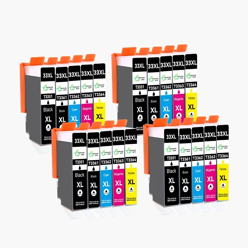 EPSON 33XL Cartouche d'encre Compatible - 4 Couleurs | Recyclée et écologique - Format XL