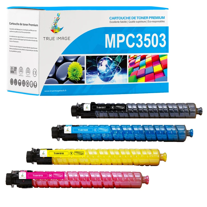 Pack Ricoh MPC3503 CMYK Toners Compatibles Ricoh Aficio MP C3003, C3503