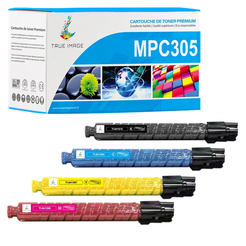 Pack Ricoh MPC305 CMYK Toners Compatibles Ricoh Aficio MP C305SP