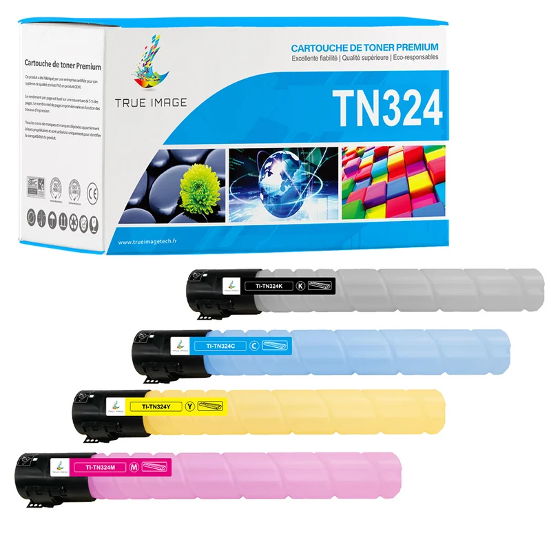 Pack Konica Minolta TN324 CMYK Toners Compatibles Konica Minolta bizhub C258, C308, C368