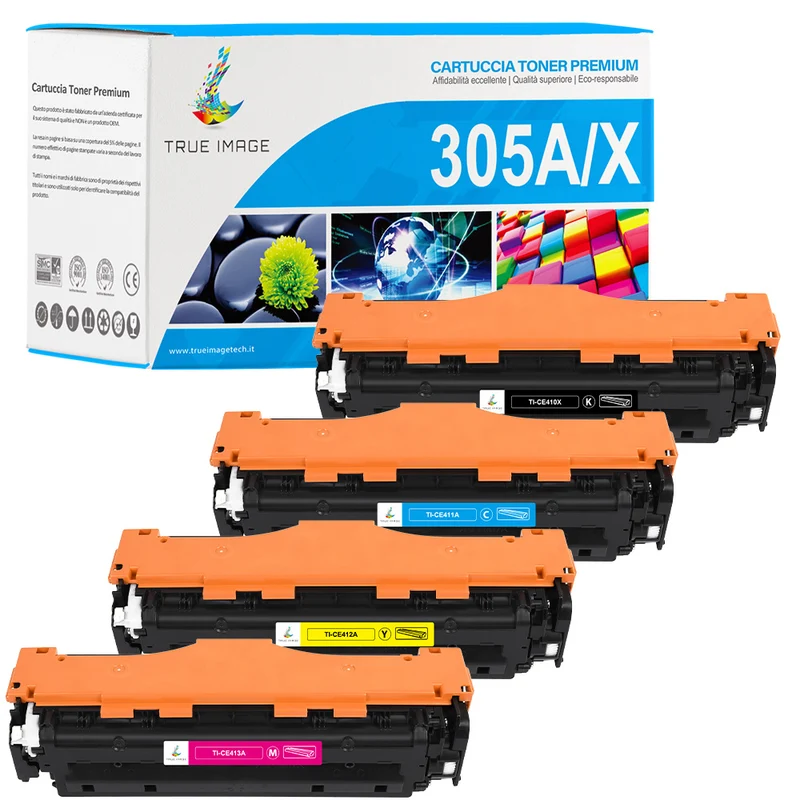 Pack HP 305A 305X CMYK Toners Compatibles | CE410X CE411A CE412A CE413A