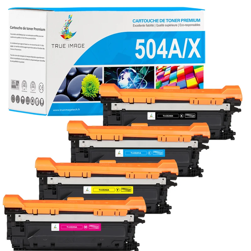 Pack HP 504A CMYK Toners Compatibles | CE250X CE251A CE252A CE253A