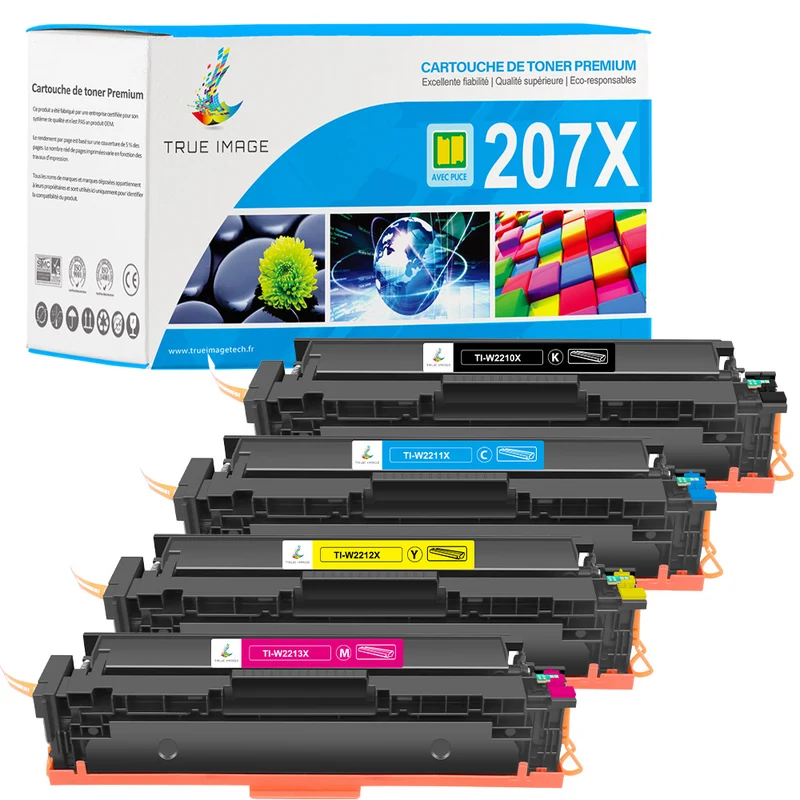 Compatible HP 207X Pack de 4 Toners Premium (Avec Puce) W2210/1/2/3X