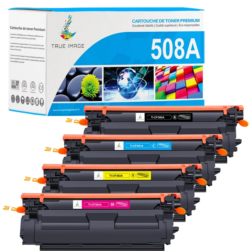 Pack 4 Couleurs HP 508A CMYK Toners Compatibles | CF360A CF361A CF362A CF363A