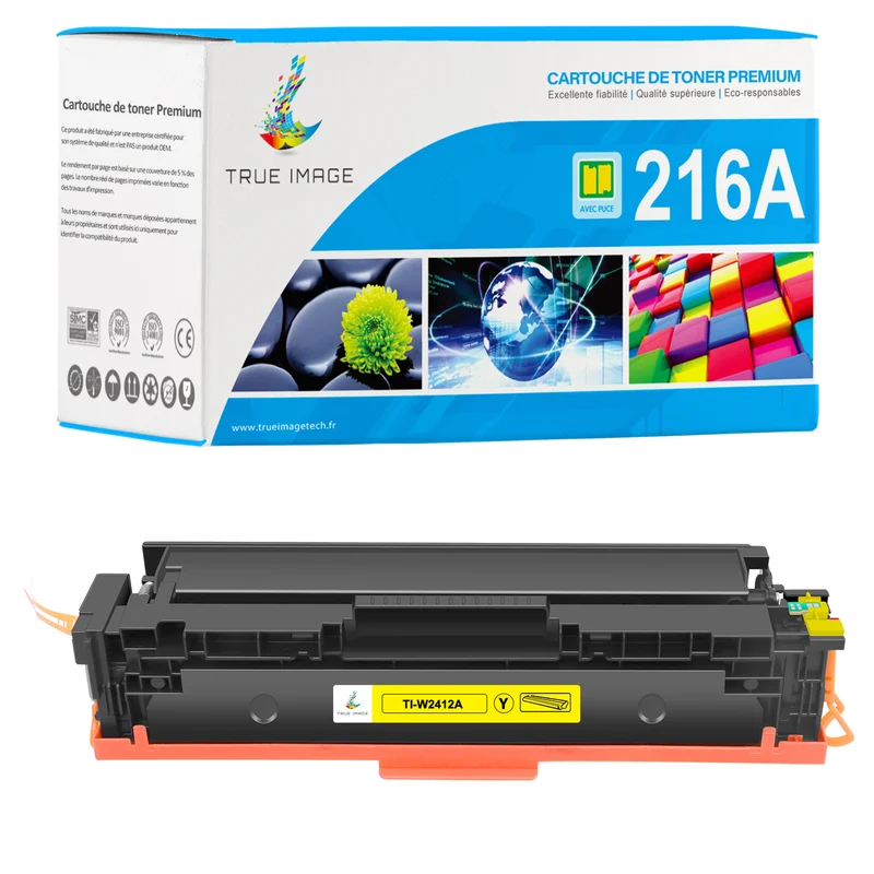 HP 216A Toner Jaune Compatible W2412A | Puce Intelligente | Suivi du niveau d'encre