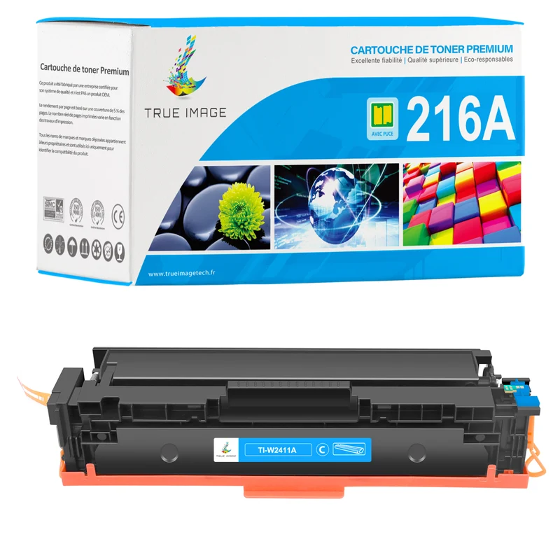 HP 216A Toner Cyan Compatible W2411A | Puce Intelligente | Suivi du niveau d'encre