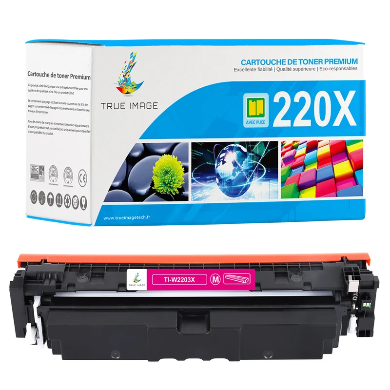 Toner Magenta HP 220X W2203X Compatible | Puce Intelligente | Suivi du niveau d'encre