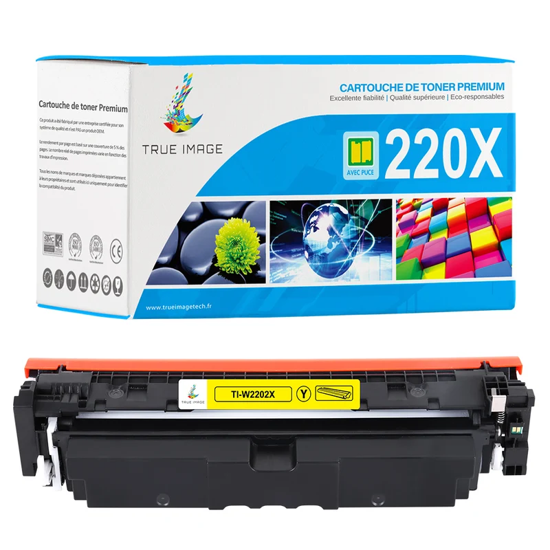 Toner Jaune HP 220X W2202X Compatible | Puce Intelligente | Suivi du niveau d'encre