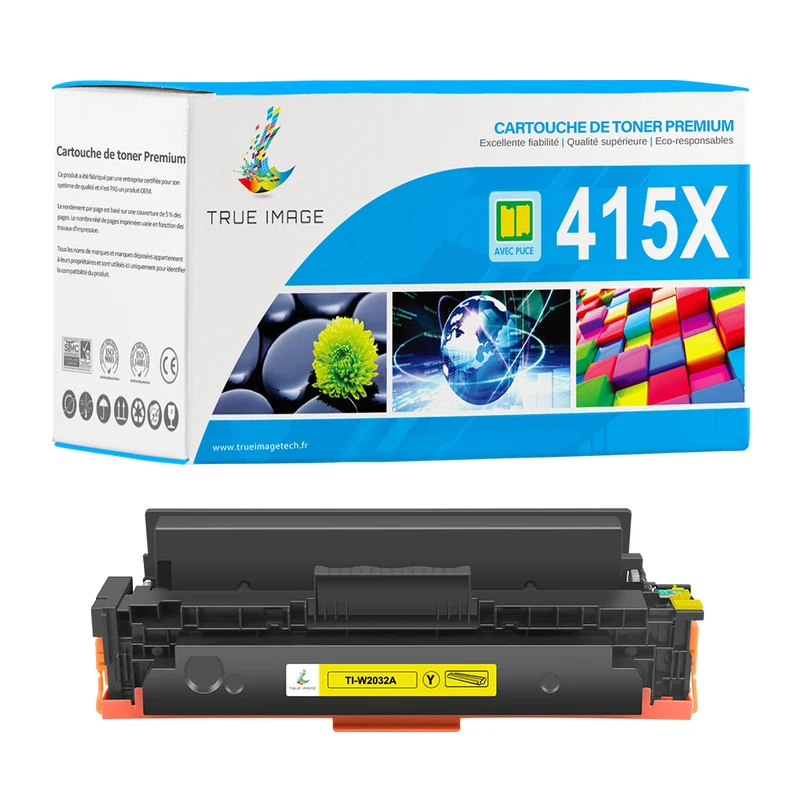 Toner HP 415X W2032X Jaune Compatible | Puce Intelligente | Suivi du niveau d'encre