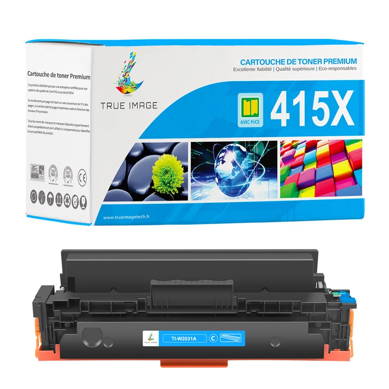 Toner HP 415X W2031X Cyan Compatible | Puce Intelligente | Suivi du niveau d'encre