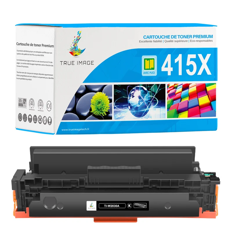 Toner HP 415X W2030X Noir Compatible | Puce Intelligente | Suivi du niveau d'encre
