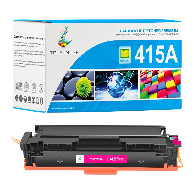 Toner HP 415A W2033A Magenta Compatible | Puce Intelligente | Suivi du niveau d'encre