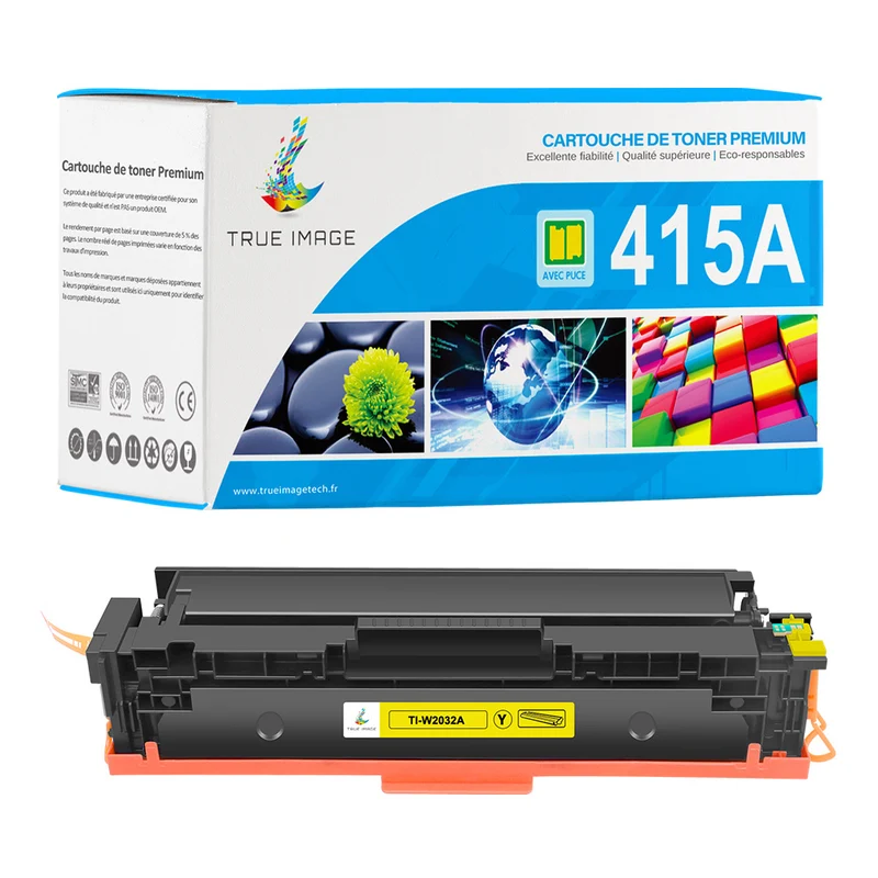 Toner HP 415A W2032A Jaune Compatible | Puce Intelligente | Suivi du niveau d'encre