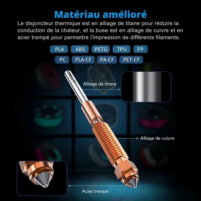 Creality - Buses Unicorn 0.8mm K1 serie / Ender-3 V3 et Ender-3 V3 plus (Unicorn Nozzle)