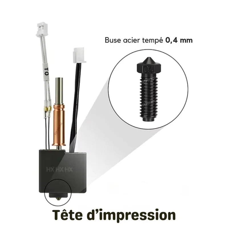 Zimple3D - Anycubic Kobra 3 - Tête d'impression (Hotend kit) - Acier tempé (Hard steel) - 0.4 mm