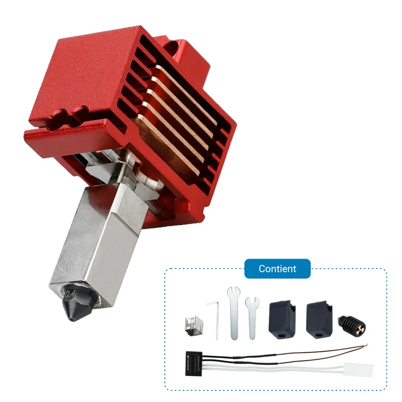 Zimple - V3.0 Hotend pour Bambu Lab 0.4mm - Série P1 et X1E - Kit Fit Thermistor & Heater