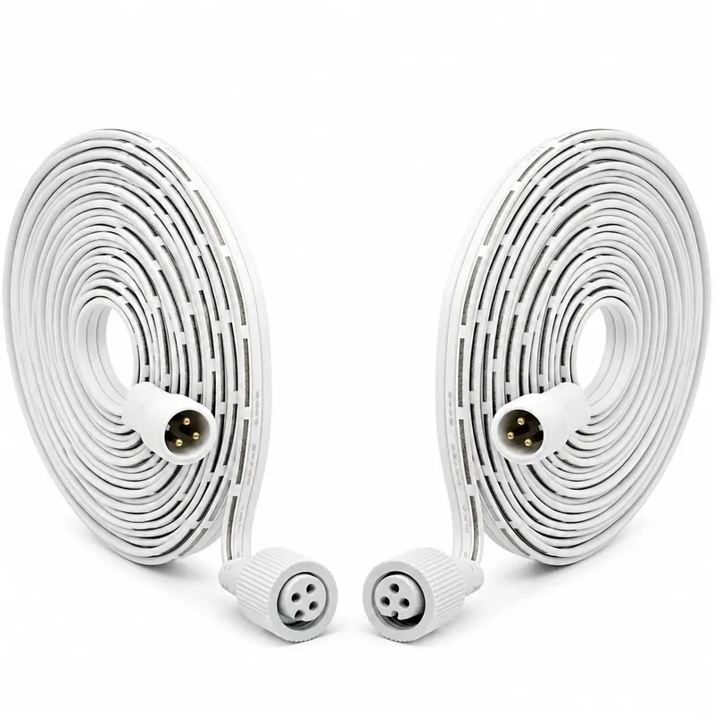 Two Pack 13 Foot IP68 Waterproof 3 Pin Extension Cables For Smart Outdoor String Lights Rock Solid Build Straight Up Game Changer Elevates Patio Deck Night Vibes