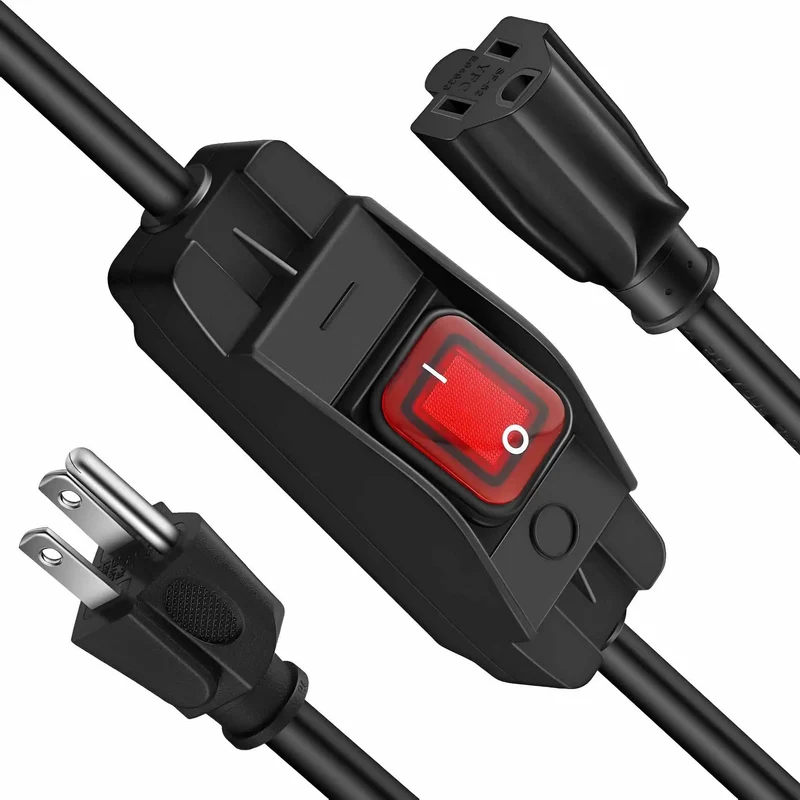 Heavy Duty 3 Prong Extension Cord Built Solid With Real 14 AWG Cable 6.6 Ft Black Wire Works Like A Charm On Power Tools And Home Gear Plus Inline Switch