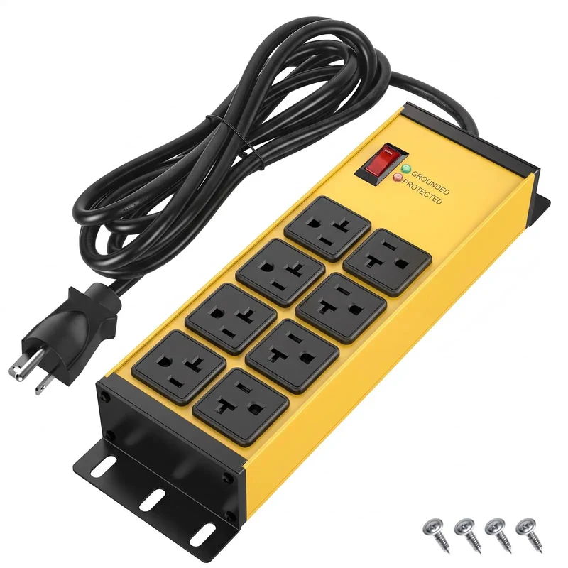 Heavy Duty Power Strip With 20 Amp Surge Protector And 12 Gauge Tough As Nails Wiring Featuring Eight Grounded Outlets Plus 10 Foot Extension Cord For Shop And Garage Builds With No Drama Manual Reset Overload Breaker