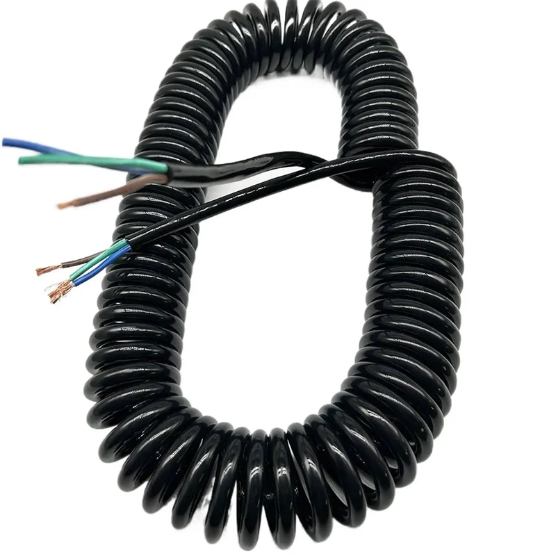 Heavy Duty Three Core Telescopic Extension Cord Self Retracting Power Cable With Beefy Protective Jacket Ideal For Site Builds And Outdoor Projects Demanding Slick Retraction And Steady Power Flow