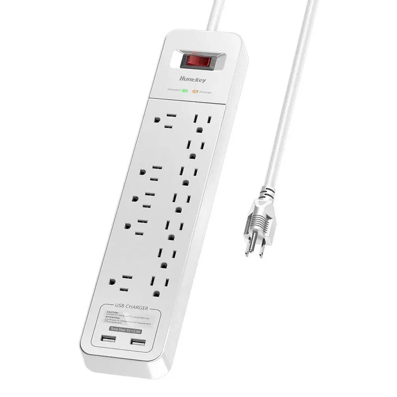 Boss Level Surge Protector Power Strip Featuring Hella Spacious 12 Outlets And 2 Usb Ports Plus A Six Foot Extension Cord And 2390 Joules Of Reliable Protection For All Your Gaming Gear And Desk Gadgets