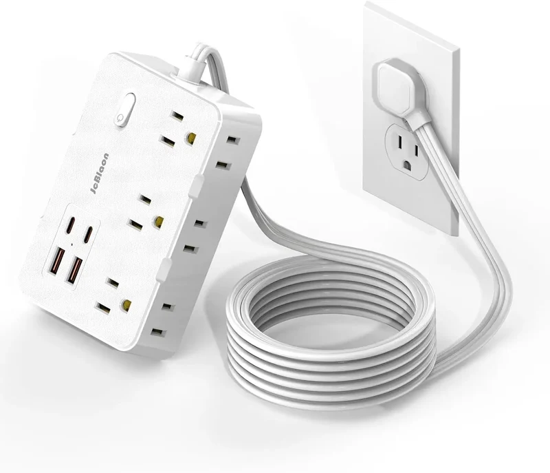 Heavy Duty Surge Protector Power Strip With Six Separated AC Outlets And Dual USB C Plus Dual USB A Ports Five Foot Extension Cord Plug And Play Design For No Fuss Multidevice Charging