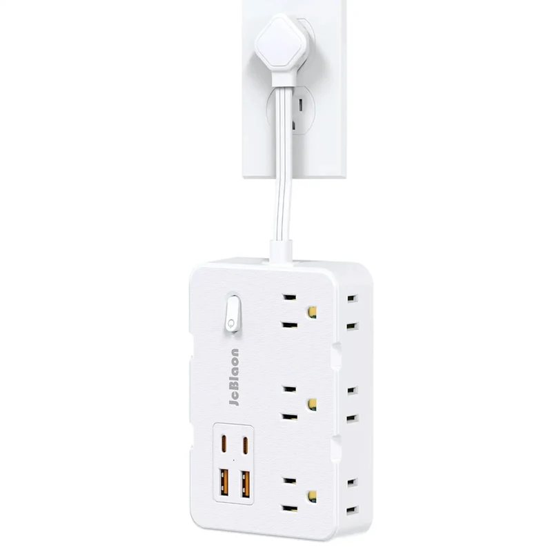 Game Changing Desktop Surge Protector Power Strip With Six AC Outlets And Four USB Charging Ports Low Profile Extension Cord To Ditch Outlet Wars And Keep Your Home Office Setup Slick