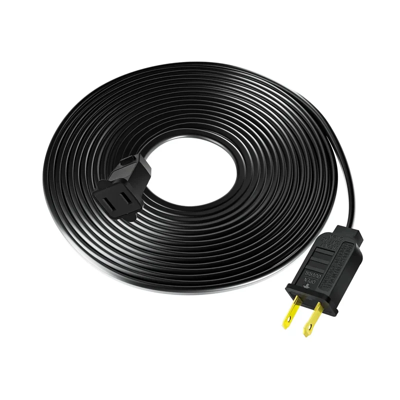 Built Tough 16 Foot Black Extension Cord With Two Prong Plug And 20 AWG Waterproof Cable Designed For Outdoor String Lights Delivering Rock Solid Power With Zero Drama In All Conditions UL Certified