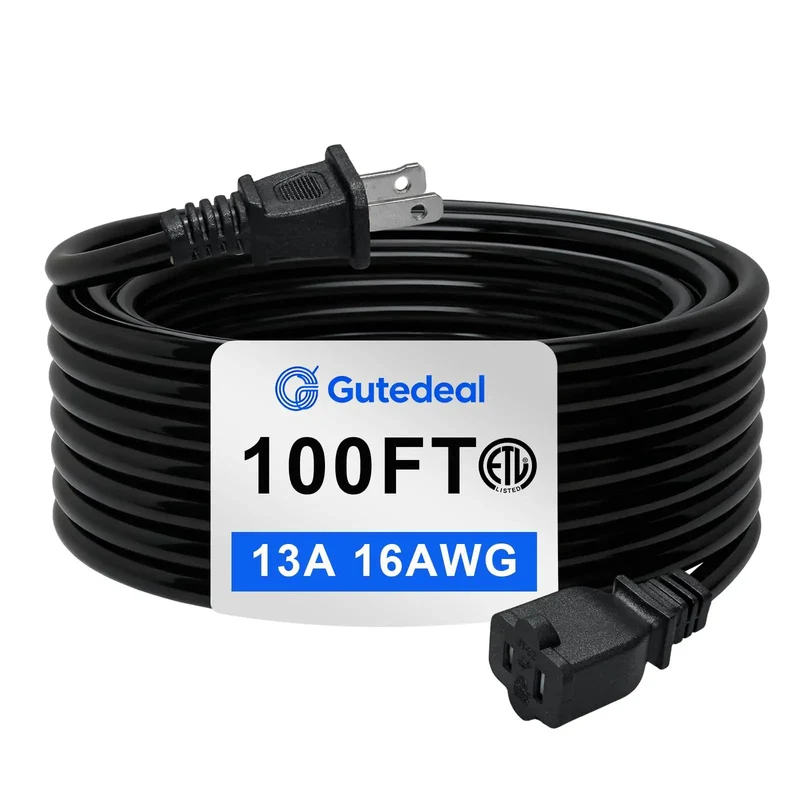 Heavy Duty Waterproof Extension Cord With A Badass 100 Ft Black Flat Cable And Standard Two Prong Plugs Built For Rugged Yard Chores Garage Gear And Indoor Reno Projects Delivers Smooth No Fuss Power For Any Weekend Warrior Project Around