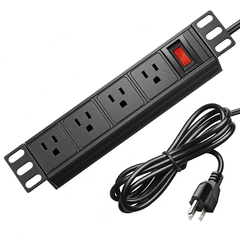 Plug And Play 10 Inch Rack PDU With Four AC Outlets Sits Perfectly Inside Mini Server Racks And Dishes Out 15 Amp 125V Power From A Gnarly Steel Casing For Serious Network Ops That Never Miss A Beat