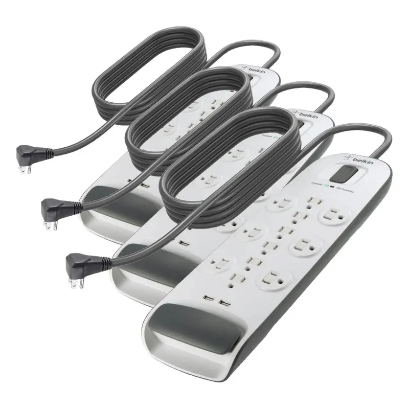 Legit Surge Protector Power Strip With Twelve AC Outlets And Dual USB Ports For Upgrading Any Desk Rig Or Travel Kit Includes Six Foot Flat Extension Cord A Game Changer For Multi Device Households In White