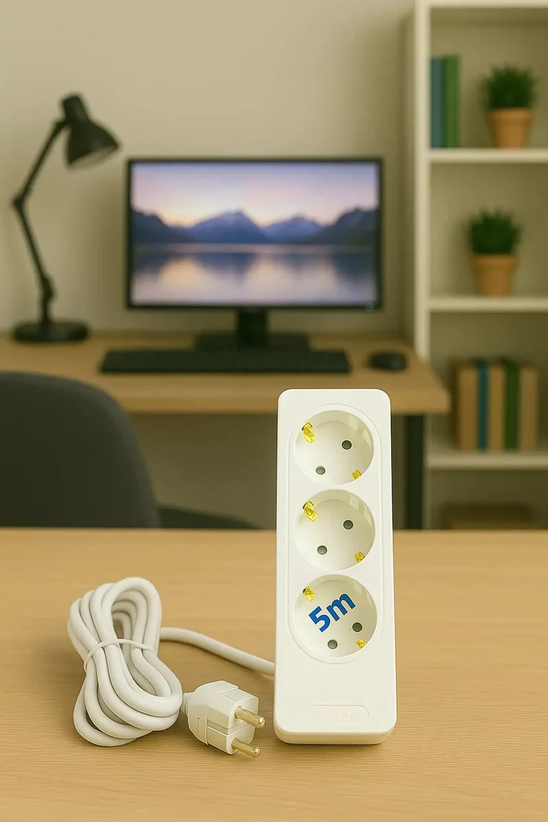 No Nonsense Three Outlet Power Strip With Generous 16 Foot Extension Cord White Heavy Duty Surge Block For Home Office And Workshop Grounded Plug And Play Rig Setup