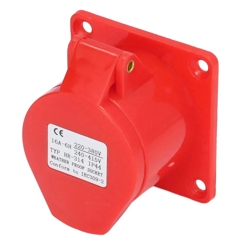 Heavy Duty Industrial Concealed Power Outlet IP44 Wall Socket PC Brass Red Commercial Grade Electrical Jack Zero Drama Plug N Play Setup For Shop Work And Site Jobs