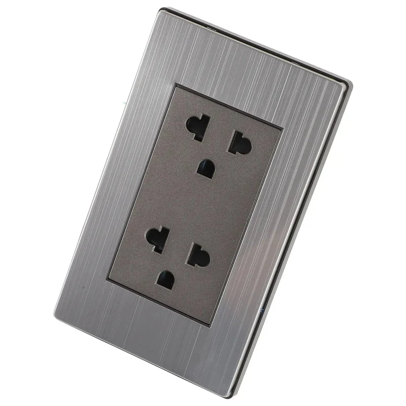 Heavy Duty Circular 6 Hole Wall Outlet With Premium Stainless Steel Faceplate And Rugged Metal Cap Rock Solid 16a Power Socket For Home Office Multi Device Hub