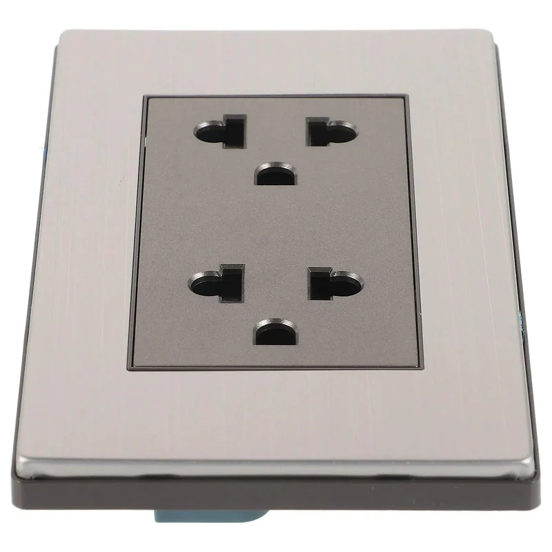 Dang Sturdy Stainless Steel Wall Outlet Cover Plate With Six Round Holes And Heavy Duty Metal Shield Rock Solid Electrical Socket Guard For High Power Home Appliances
