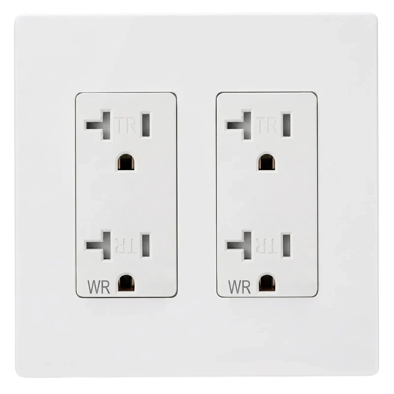 Heavy Duty Tamper Resistant Decorator Outlet Combo Kit Featuring Kid Proof Shutters Two Gang Screwless Wall Plate Set For No Sweat Kitchen Remodeling And Stress Free Upgrades